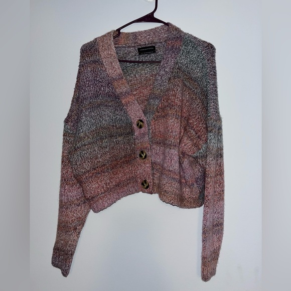 Urban Outfitters Sweaters - Urban Outfitters Pink and Gray Cropped Cardigan Sweater